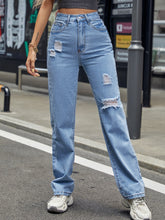 High Rise Ripped Straight Leg Jeans Sai Feel